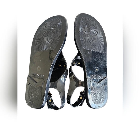 Michael Kors Mira Jelly Thong Sandals Black Gold Lock Accent size 7 - Picture 6 of 6
